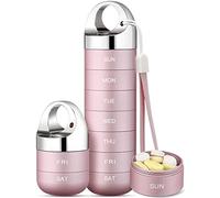 Zannaki Metal Travel Pill Organizer, Portable Waterproof Weekly Pill Box, Large Aluminum Alloy Container, BPA Free 7 Day Daily Medicine Organizer Holder for Vitamin, Fish Oil, Supplement