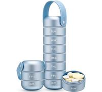 Zannaki Metal Weekly Pill Organizer, Large Travel Pill Box 7 Day, Waterproof Daily Pill Case with Silicone Handle, Aluminum Alloy Portable Pill Holder Container for Vitamin, Medicine, Supplement,Pills