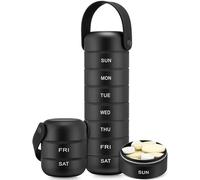 Zannaki Metal Weekly Pill Organizer, Large Travel Pill Box 7 Day, Waterproof Daily Pill Case with Silicone Handle, Aluminum Alloy Portable Pill Holder Container for Vitamin, Medicine, Supplement,Pills