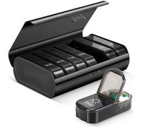 Zannaki Metal XL Weekly Pill Organizer 2 Times a Day, Large Travel Daily Pill Box 7 Day, Portable Week Twice Pill Holder Container, AM PM Pill Case for Medicine Vitamin Medication Supplement, Black
