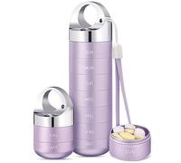 Zannaki Travel Pill Organizer in Metal, Portable Weekly Organizer, Waterproof and Stackable, Large Capacity in Aluminum Alloy, BPA Free, 7 Days for Medications, Vitamins and Supplements