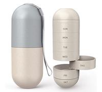 Zannaki Upgrade Large Compartment Grain Fiber Moisture Proof Cute Weekly Pill Organizer, Laser Carving Markings, BPA Free Travel Hiking 7 Day Pill Box Case to Hold Pills,Vitamins,Fish Oil,Supplements