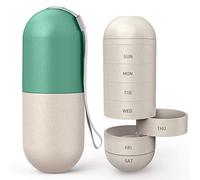 Zannaki Upgrade Large Compartment Grain Fiber Moisture Proof Cute Weekly Pill Organizer, Laser Carving Markings, BPA Free Travel Hiking 7 Day Pill Box Case to Hold Pills,Vitamins,Fish Oil,Supplements