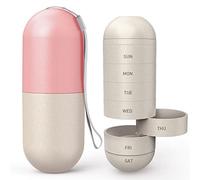 Zannaki Upgrade Large Compartment Grain Fiber Moisture Proof Cute Weekly Pill Organizer, Laser Carving Markings, BPA Free Travel Hiking 7 Day Pill Box Case to Hold Pills,Vitamins,Fish Oil,Supplements