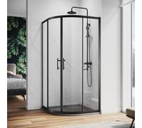 ZANOFIRA 1200 x 800 x 1850mm Black Quadrant Shower Enclosure 6mm Safety Tempered Clear Glass Corner Entry Cubicle Double Curved Sliding Glass Door Reversible for Wet Room Modern Bathroom