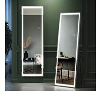 ZANOFIRA 150 x 40cm Full Length Mirror with Led Lights,Large Free Standing Floor Mirror, Full Size Body Mirror with Dimming & 3 Color Lighting for Bedroom, Living Room and Cloakroom