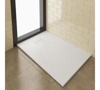 ZANOFIRA 1700 x 800mm Slate Effect SMC Composite Shower Tray, White | Anti-Slip Low Profile Resin-Based SMC Shower Base with Hidden Drain & Waste, Cuttable for Easy Installation