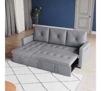 ZANOFIRA 3 Seater Corner Sofa Bed with Pull Out Sectional, Anti-Cat Scratch Convertible L-Shaped Futon Settee with Storage Pocket for Living Room, Light Gray