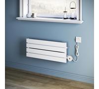 ZANOFIRA 400W Smart Electric Radiator with WiFi Control,Programmable Timer & LCD Display, Energy-Efficient, White Horizontal Designer Radiator Single Column Flat Panel, 300x800mm