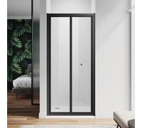 ZANOFIRA 700mm Black Bi-Fold Shower Door Folding Shower Screen 6mm Toughened Clear Safety Glass Space Saving Magnetic Seal Reversible for Wet Rooms En-Suites