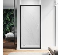 ZANOFIRA 700mm Black Pivot Hinge Shower Door Screen 6mm Toughened Safety Clear Glass Reversible for Shower Enclosure Bathrooms Shower Cubicle