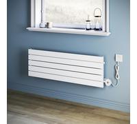 ZANOFIRA 800W Smart Electric Radiator with WiFi Control,Programmable Timer & LCD Display, Energy-Efficient, White Horizontal Designer Radiator Single Column Flat Panel, 376x1200mm