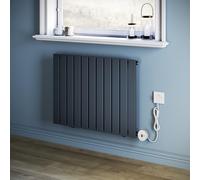 ZANOFIRA 800W Smart Electric Radiator with WiFi Control, Programmable Timer & LCD Display, Energy-Efficient, Anthracite Grey Vertical Designer Radiator Single Column Flat Panel, 600x832mm