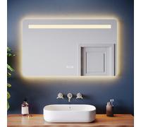 ZANOFIRA 80x60cm Bathroom Mirror with LED Lights, Dimmable Illuminated Bathroom Mirror with Shaver Socket, 3 Colors Lighting, Memory Function, Anti-Fog, Touch Sensor, Front+Backlit, IP44