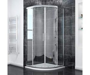 ZANOFIRA 900 x 900 x 1850mm Quadrant Shower Enclosure 6mm Safety Tempered Clear Glass Corner Entry Cubicle Double Curved Sliding Glass Door Reversible for Wet Room Modern Bathroom