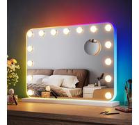 ZANOFIRA Hollywood Vanity Mirror with RGB Lights, Touch Screen Control Makeup Mirror with RGB Modes Backlit Lights, Tabletop or Wall Mounted Cosmetic Mirror for Bedroom