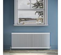 ZANOFIRA White Traditional Radiator Cast Iron Style Double Column Colosseum Horizontal Designer Radiator Central Heating Panel Rad for Bathroom, Living Room and Kitchen, 600x1505mm