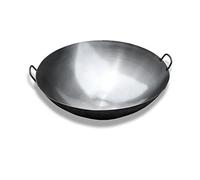 Zanotva Cast Iron Wok with 2 Handled,Woks and Stir Fry Pans - Chinese Hammered Wok Round Bottom Pow Wok - Traditional Chinese Japanese Woks(36cm/14.1in)
