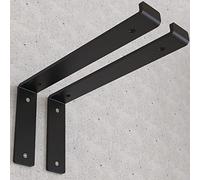 ZANTEM Heavy Duty Shelf Brackets Black, 2 Pcs Industrial Steel Shelf Brackets for Wall Mounted DIY Floating Shelf (275mm Approx 11in - Down)