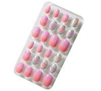 Zanthicia 1 Set Children Nails Medium Length Press on Full Cover Artificial Beauty Tool Salon Supplies Puerile Manicure Kit , Seven