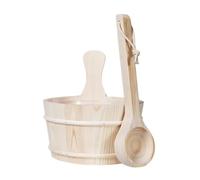 Zanthicia 4L Handcrafted Sauna Bucket and Ladle Kit Exquisite Spa Bathroom Essentials for Comfort SPA Steam Room Bath Accessories Home Water Bucket Party Decor Wood Hot Tub Barrel Sauna Natural Accs