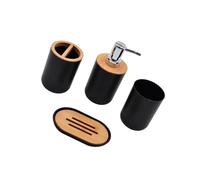 Zanthicia 4pack/lot High-end Texture Durable Soap Holder And Tooth Brush Holder Suitable For Hotel Plastic And Wood Bathroom Kit, Black 4 Pcs