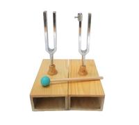 Zanthicia Aluminum Alloy Tuning Fork Set With Resonance Box School Lab Experiments And Sound Conduction Studies Tuning Fork W/Wood Resonator Box Resonance Case