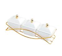 Zanthicia Ample Space Glass Condiment Serving Tray Presenting Snacks Dishes Effortlessly at Celebrations Dried Fruit Fruit Dessert Snacks Serving Platter Glasses Bowl, White, 27.5x10x9cm