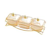 Zanthicia Ample Space Glass Condiment Serving Tray Presenting Snacks Dishes Effortlessly at Celebrations Dried Fruit Fruit Dessert Snacks Serving Platter Glasses Bowl, Brown, 27.5x10x9cm