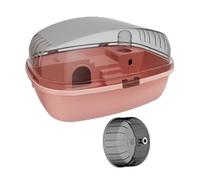 Zanthicia Breathable Small Animal Habitat Hamster Cage Features Ample Room And Open Skylight Promoting Healthy Playtime And Social Interaction Ventilation, Pink, 35.5x27.5x20cm