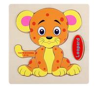 Zanthicia Children 3D Cartoon Style Assembly Wood Block Toy Early Learning Brain Exercising Plaything Toddler Pattern Random