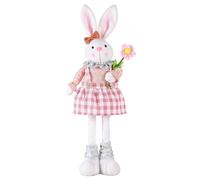 Zanthicia Colorful Dwarf Doll For Easter Spring Atmosphere Theme Party Polyester Easter Long Leg Standing Telescopic Rabbit , pink