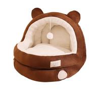Zanthicia Comfortable Cat Bed Cave With Ball Non Slip Waterproof Bottom Young Cats Seeking Serenity Wear Resistant And Scratch Resistant. Semi Enclosed Pet, Brown, S