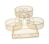 Zanthicia Contemporary Multi Tier Fruit Basket Vegetable Rack Organizer for Fresh Produce Bread Snacks in Home Kitchen Onion Potato Bread Snack Produce Holder Organizer, Gold, 30x20x31cm