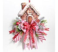 Zanthicia Cozy Christmas Gingerbread House Wreath Enhancing Entertainment Venue Ambiance Featuring Sturdy Weather Resistant Structure Butterfly Gingerbread House Wreath With Ribbon