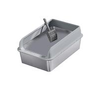 Zanthicia Effective Cat Litter Tray High Sides Durable Steel Potty System Keeping Indoor Areas Clean With No Dead Ends Pet Supplies For Small And Large Cats Indoor Cats, Light Grey, M