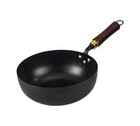 Zanthicia Flat Bottom Nonstick Wok Pan Iron Fry Pan Comfortable To Hold Versatile Cooking Essential Stovetop Induction Stovetop Induction Cooker Cookware Pots Cooking, Black, Diameter 24 cm