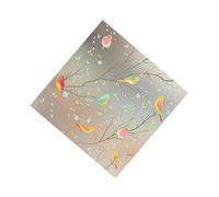 Zanthicia Fresh Bird Privacy Window Film Colorful Stickers Solution to Office Environment and Style Static Cling Film for Window is Easy to Apply to Install On