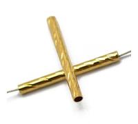 Zanthicia Gold Plated Brass Jewelry Making Engraved Tube Beads Corrugated Stylish Designs Creating Beautiful Bracelets and Earrings Tube Spacer Beads Jewelry Making