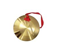 Zanthicia Gong With Wood Mallet Hanging Ribbon Copper Hand Gong Percussion Musical Instrument Dances And Festivities With Wood Mallet Hanging Ribbon Educational, gold, 32cm