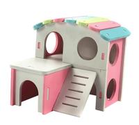 Zanthicia Hamster Toy Mice House Spacious Two Layer Play Areas Encourage Fun Times For Little Furry Friends Bear Small Animals House Villa Cage Small Pet Hamster Sleep