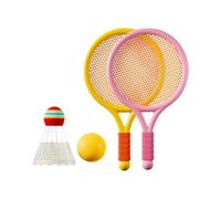 Zanthicia Kids Badminton Tennis Rackets Set Sports Game Toys Essential For Developing Skills In Backyard Activities Badminton Rackets Children Shuttlecocks Racquet, Pink Yellow, 39x23cm