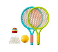 Zanthicia Kids Badminton Tennis Rackets Set Sports Game Toys Essential For Developing Skills In Backyard Activities Badminton Rackets Children Shuttlecocks Racquet, Green Blue, 39x23cm