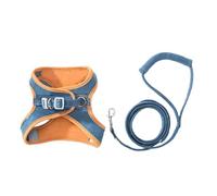 Zanthicia Kitten Harness With Preventing Detachment Feature And Soft And Comfortable Cloth Cat Leash And Harness Set Cat Harnesses, Orange Blue, M