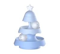 Zanthicia LED Ball Cat Track Tower Fun And Entertainment For Furry Friend ABS Interactive Cat Toy Ball Turntable 3-layer Toy, blue