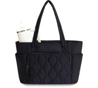 Zanthicia Lightweight Quilted Large Tote Bags Puffer Style Black Tote Work Bag With Bow Inch Large Bags For Women Workdays, black, 40 * 16 * 31cm