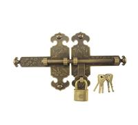 Zanthicia Lotus Pattern Entry Lock Set Vintage Garden Gate Security Upgrade Copper Rustic Farmhouse Security Latch for Wooden, Lotus 32cm