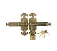 Zanthicia Lotus Pattern Entry Lock Set Vintage Garden Gate Security Upgrade Copper Rustic Farmhouse Security Latch for Wooden, bat 32cm