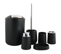 Zanthicia Plastic Soap Dispenser Bathroom Accessories Set Fashion Forward Shower Curtain Rug Toothbrush Holder Essentials Decor Bathroom Accessories Set Soap Dispenser Apartment, Black
