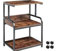 Zanthicia Printer Stand Mobile Cart Multifunctional Rack Shelf | Sturdy Iron Wood Construction Easy Assembly Two Tier Shelf Large Paper Tray Space Saving Modern Look